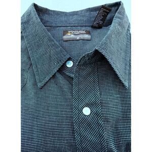 Outlaw Western Pearl Snap Shirt Men 2XL BIG Black Check Short Sleeve Vintage